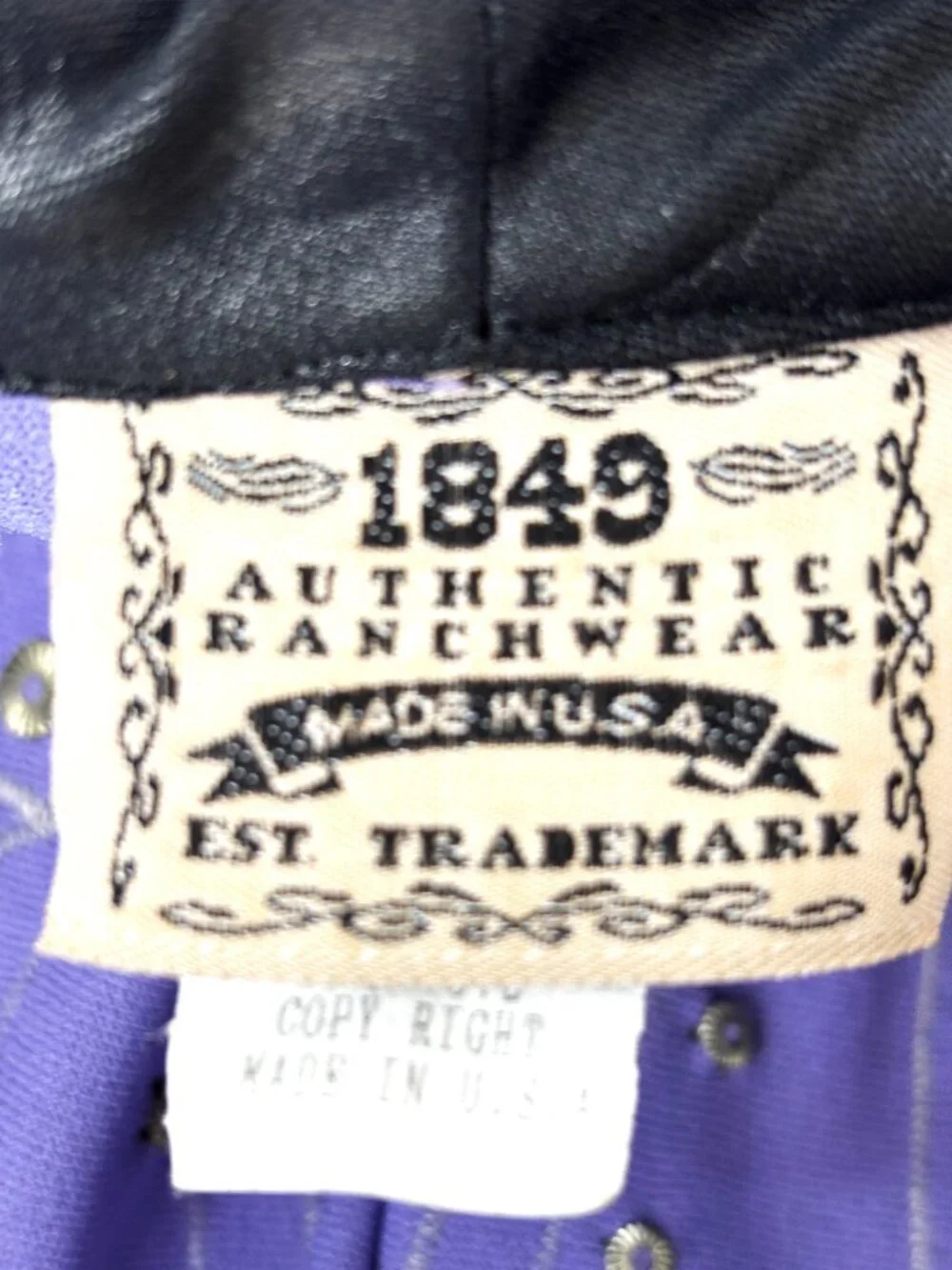 VTG 1849 Authentic Ranch Wear Lavendar & Black Jeweled Showgirl Western Suit Med